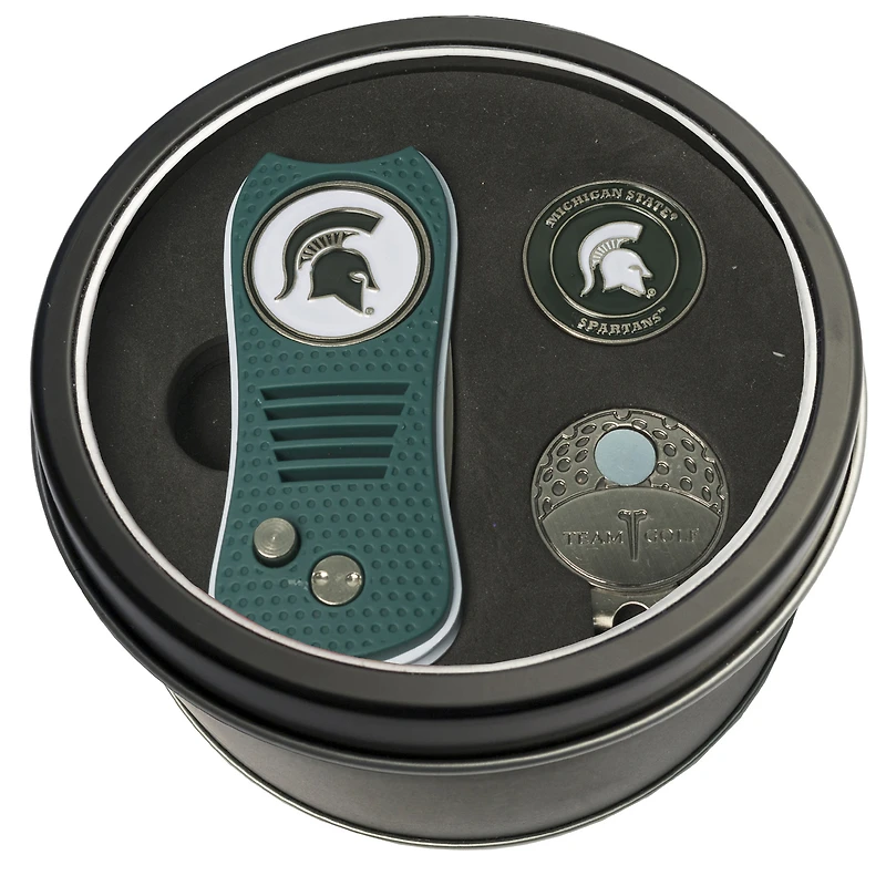 Michigan State Spartans Divot Tool Ball Marker & Cap Clip Personalized Tin Gift Set