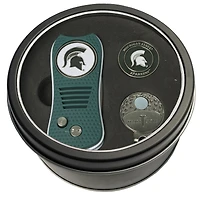 Michigan State Spartans Divot Tool Ball Marker & Cap Clip Personalized Tin Gift Set