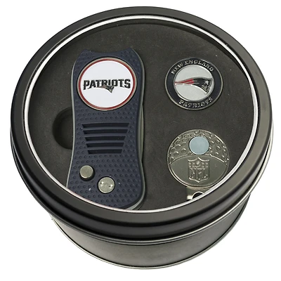 New England Patriots Divot Tool Ball Marker & Cap Clip Personalized Tin Gift Set