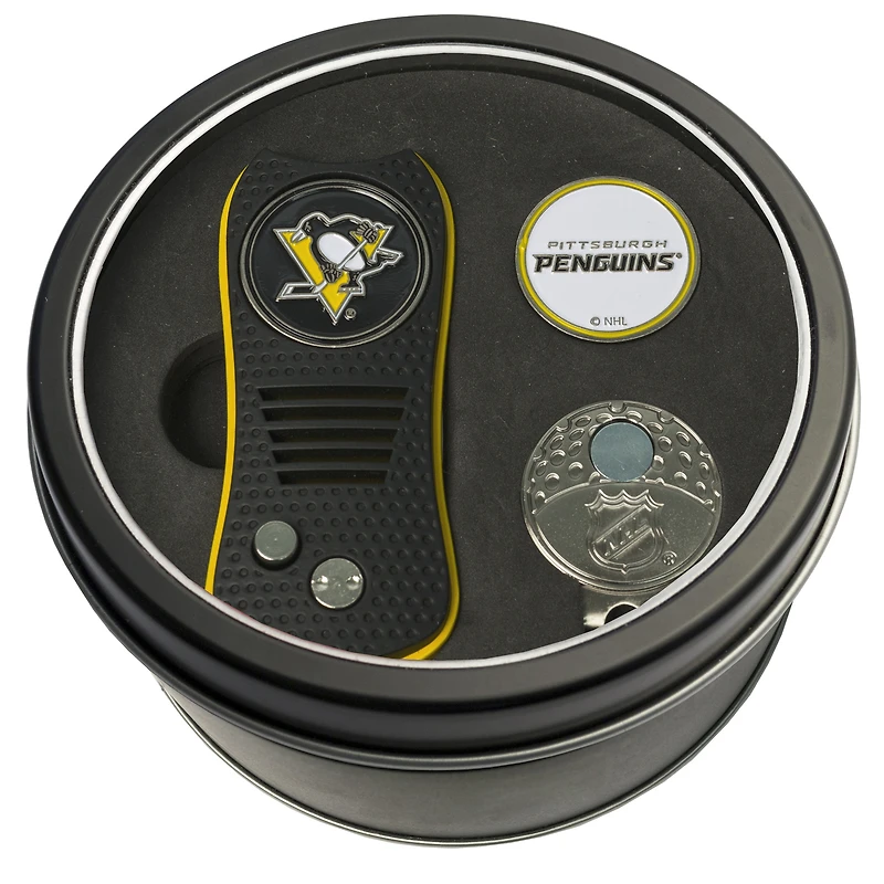 Pittsburgh Penguins Divot Tool Ball Marker & Cap Clip Personalized Tin Gift Set