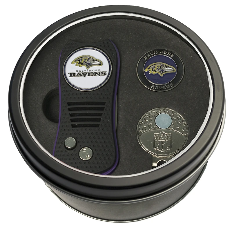 Baltimore Ravens Divot Tool Ball Marker & Cap Clip Personalized Tin Gift Set