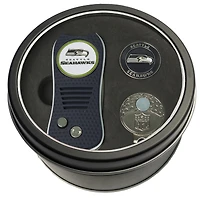 Seattle Seahawks Divot Tool Ball Marker & Cap Clip Personalized Tin Gift Set