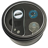 San Jose Sharks Divot Tool Ball Marker & Cap Clip Personalized Tin Gift Set