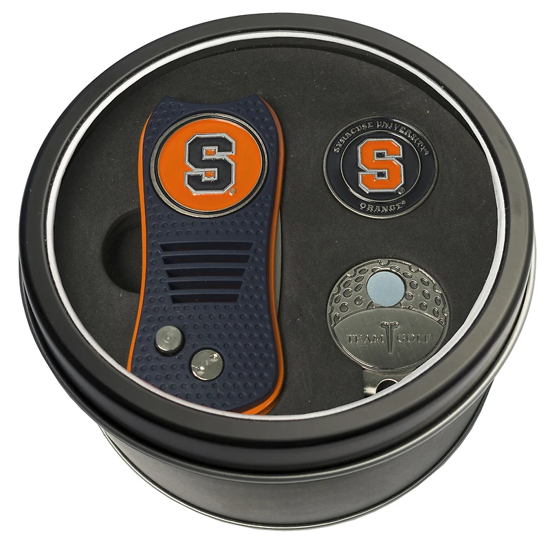 Syracuse Orange Divot Tool Ball Marker & Cap Clip Personalized Tin Gift Set