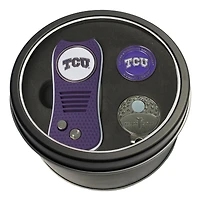 TCU Horned Frogs Divot Tool Ball Marker & Cap Clip Personalized Tin Gift Set