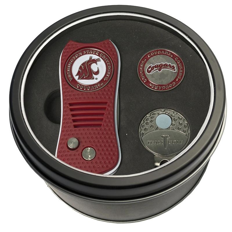 Washington State Cougars Divot Tool Ball Marker & Cap Clip Personalized Tin Gift Set