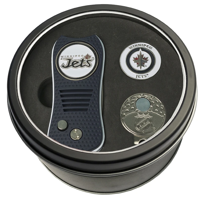 Winnipeg Jets Divot Tool Ball Marker & Cap Clip Personalized Tin Gift Set