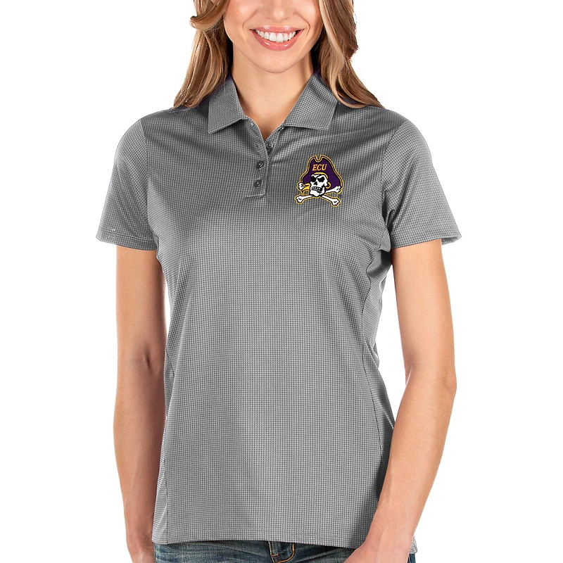 Women's Antigua Charcoal ECU Pirates Balance Polo
