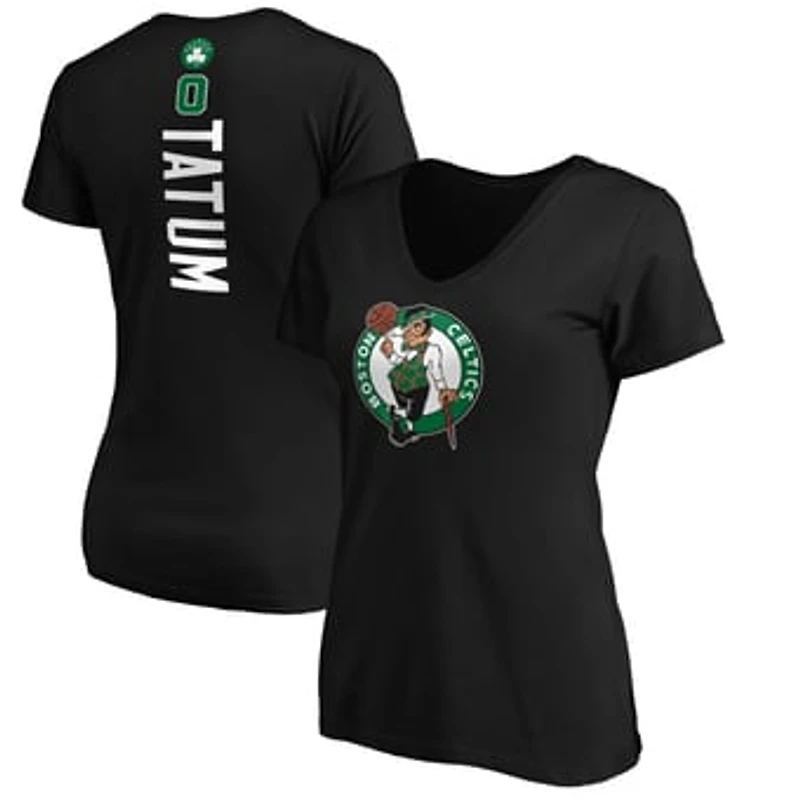 Women's Jayson Tatum Black Boston Celtics Playmaker Name & Number V-Neck T-Shirt