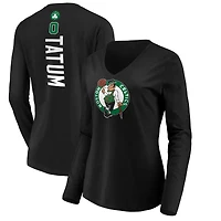 Women's Jayson Tatum Black Boston Celtics Playmaker Name & Number Long Sleeve V-Neck T-Shirt