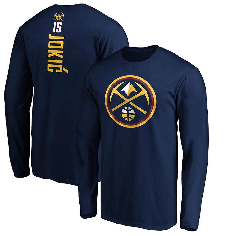 Men's Nikola Jokic Navy Denver Nuggets Playmaker Name & Number Long Sleeve T-Shirt
