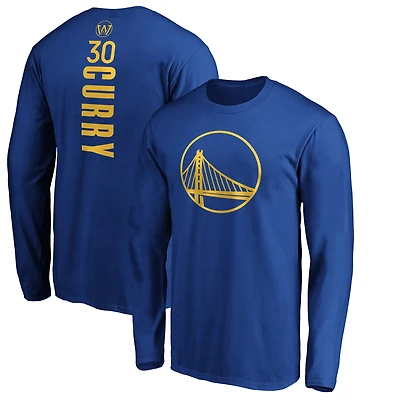 Men's Stephen Curry Royal Golden State Warriors Playmaker Name & Number Long Sleeve T-Shirt