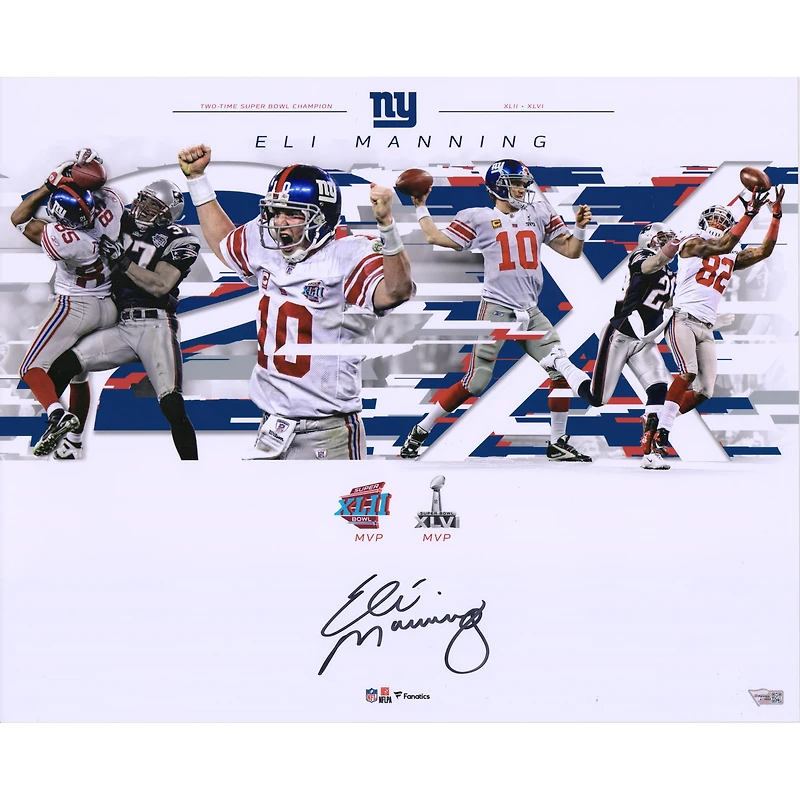Eli Manning New York Giants Autographed 16" x 20" Super Bowl Plays Collage Photograph