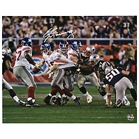 Eli Manning New York Giants Autographed 16" x 20" Super Bowl XLII Escaping Tackle Photograph