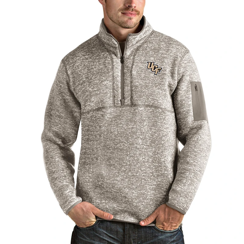 Men's Antigua Oatmeal UCF Knights Fortune Half-Zip Pullover Jacket