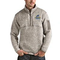 Men's Antigua Oatmeal Delaware Fightin' Blue Hens Fortune Half-Zip Pullover Jacket