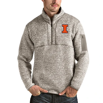 Men's Antigua Oatmeal Illinois Fighting Illini Fortune Half-Zip Pullover Jacket