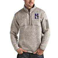 Men's Antigua Oatmeal Northwestern Wildcats Fortune Half-Zip Pullover Jacket