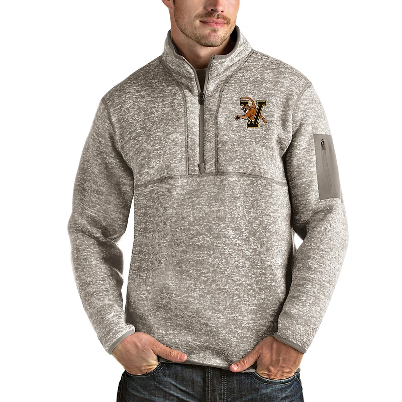 Men's Antigua Oatmeal Vermont Catamounts Fortune Half-Zip Pullover Jacket