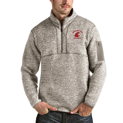 Men's Antigua Oatmeal Washington State Cougars Fortune Half-Zip Pullover Jacket