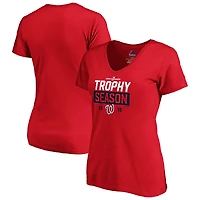Women's Majestic Red Washington Nationals 2019 Postseason Around the Horn V-Neck T-Shirt