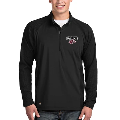 Men's Antigua Black Southern Illinois Salukis Sonar Quarter-Zip Pullover Jacket