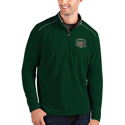 Men's Antigua Green/Charcoal Ohio Bobcats Glacier Quarter-Zip Pullover Jacket
