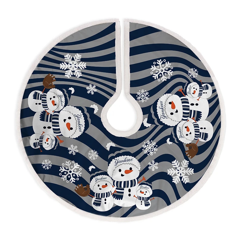 New York Yankees Snowman Sherpa Christmas Tree Skirt