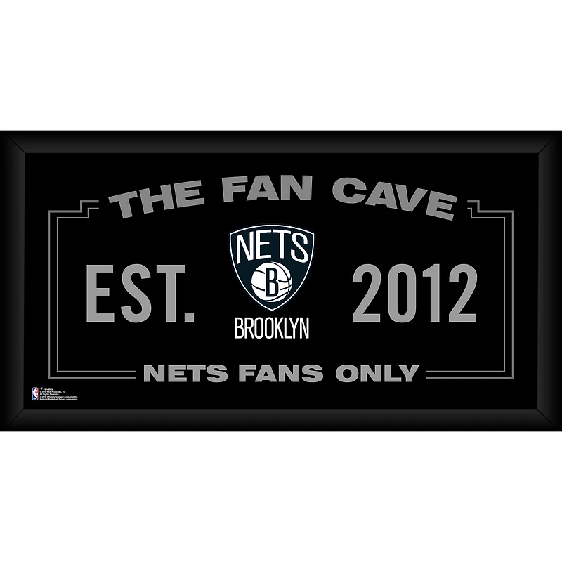 Brooklyn Nets Framed 10" x 20" Fan Cave Collage