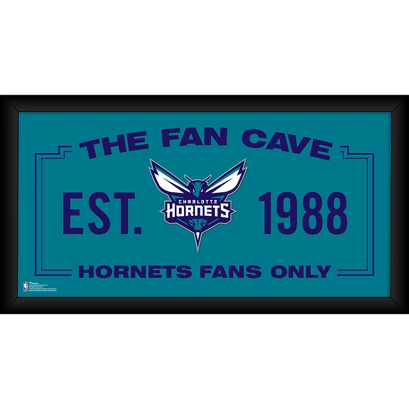 Charlotte Hornets Framed 10" x 20" Fan Cave Collage