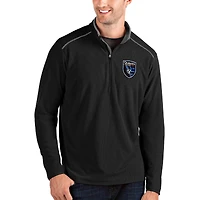 Men's Antigua Black San Jose Earthquakes Glacier Quarter-Zip Pullover Jacket
