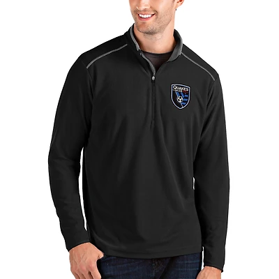 Men's Antigua Black San Jose Earthquakes Glacier Quarter-Zip Pullover Jacket