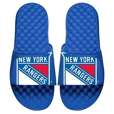 Men's ISlide Royal New York Rangers Blown Up Logo Slide Sandals