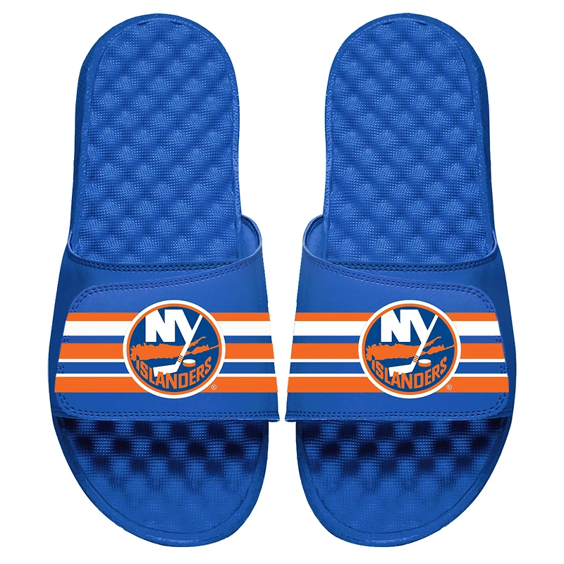 Youth ISlide Royal New York Islanders Stripe Logo Slide Sandals