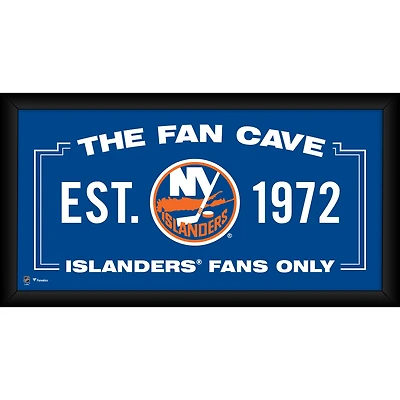 New York Islanders Framed 10" x 20" Fan Cave Collage