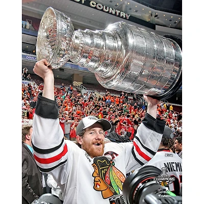 Duncan Keith Chicago Blackhawks Unsigned Stanley Cup Champions Raising Cup Photograph