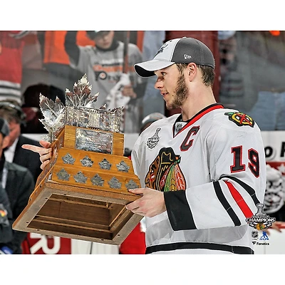 Jonathan Toews Chicago Blackhawks Unsigned 2010 Stanley Cup Champions Raising Conn Smythe Photograph