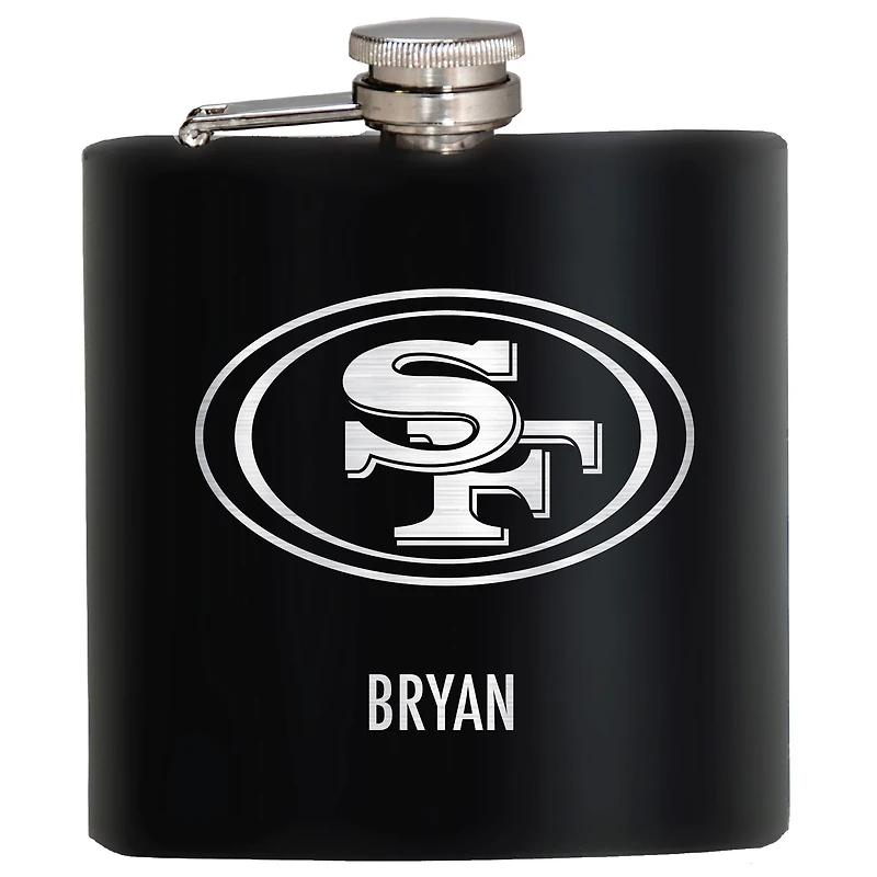 Black San Francisco 49ers 6oz. Personalized Stealth Hip Flask