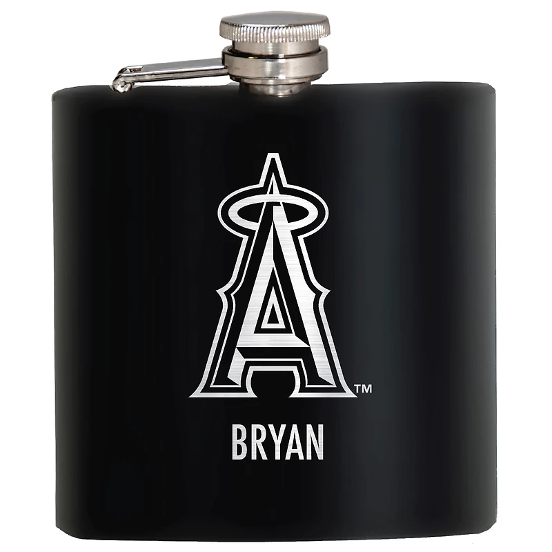 Black Los Angeles Angels 6oz. Personalized Stealth Hip Flask