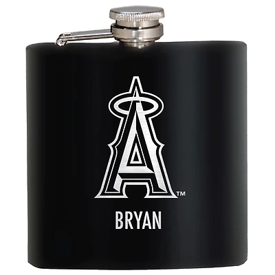 Black Los Angeles Angels 6oz. Personalized Stealth Hip Flask