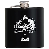 Black Colorado Avalanche 6oz. Personalized Stealth Hip Flask