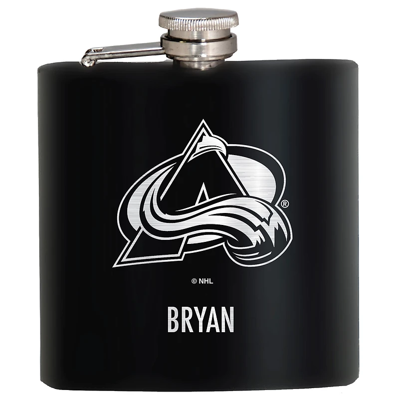 Black Colorado Avalanche 6oz. Personalized Stealth Hip Flask
