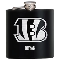Black Cincinnati Bengals 6oz. Personalized Stealth Hip Flask