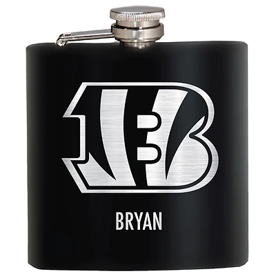 Black Cincinnati Bengals 6oz. Personalized Stealth Hip Flask