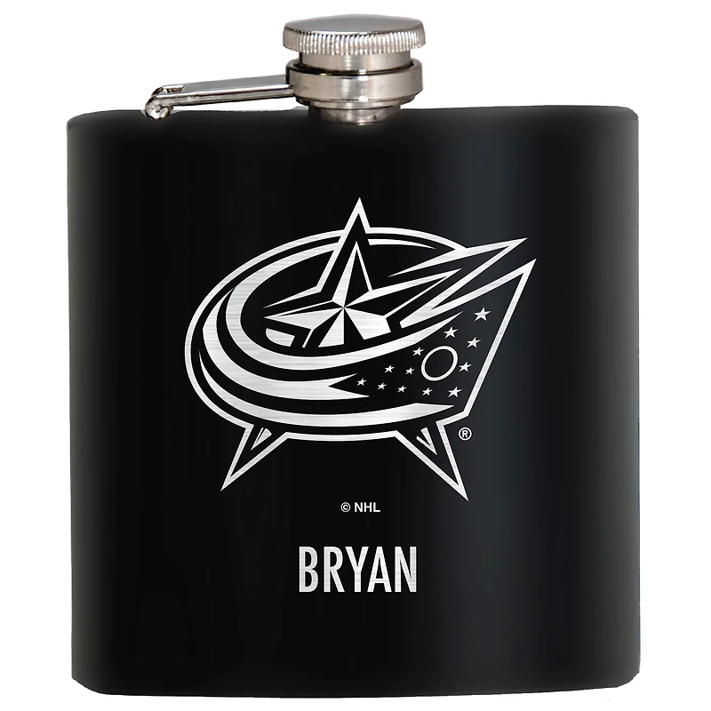 Black Columbus Blue Jackets 6oz. Personalized Stealth Hip Flask