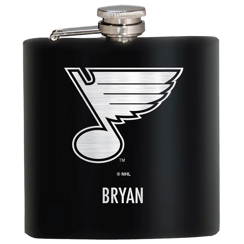 Black St. Louis Blues 6oz. Personalized Stealth Hip Flask