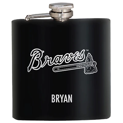 Black Atlanta Braves 6oz. Personalized Stealth Hip Flask