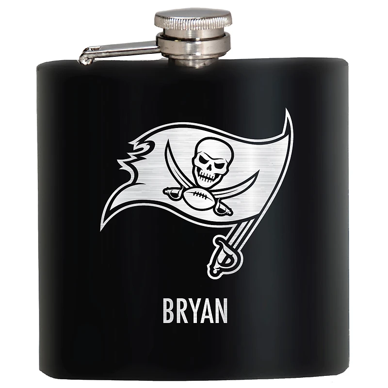 Black Tampa Bay Buccaneers 6oz. Personalized Stealth Hip Flask