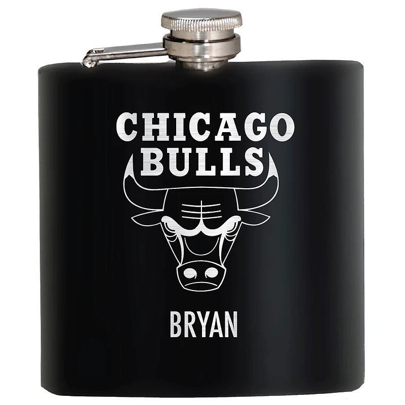 Black Chicago Bulls 6oz. Personalized Stealth Hip Flask