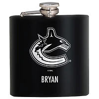 Black Vancouver Canucks 6oz. Personalized Stealth Hip Flask